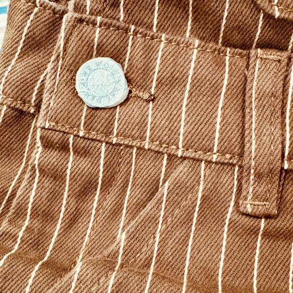WeWoreWhat Slit Overall Short - Brown Pinstripe - Size XS - Picture 5 of 8